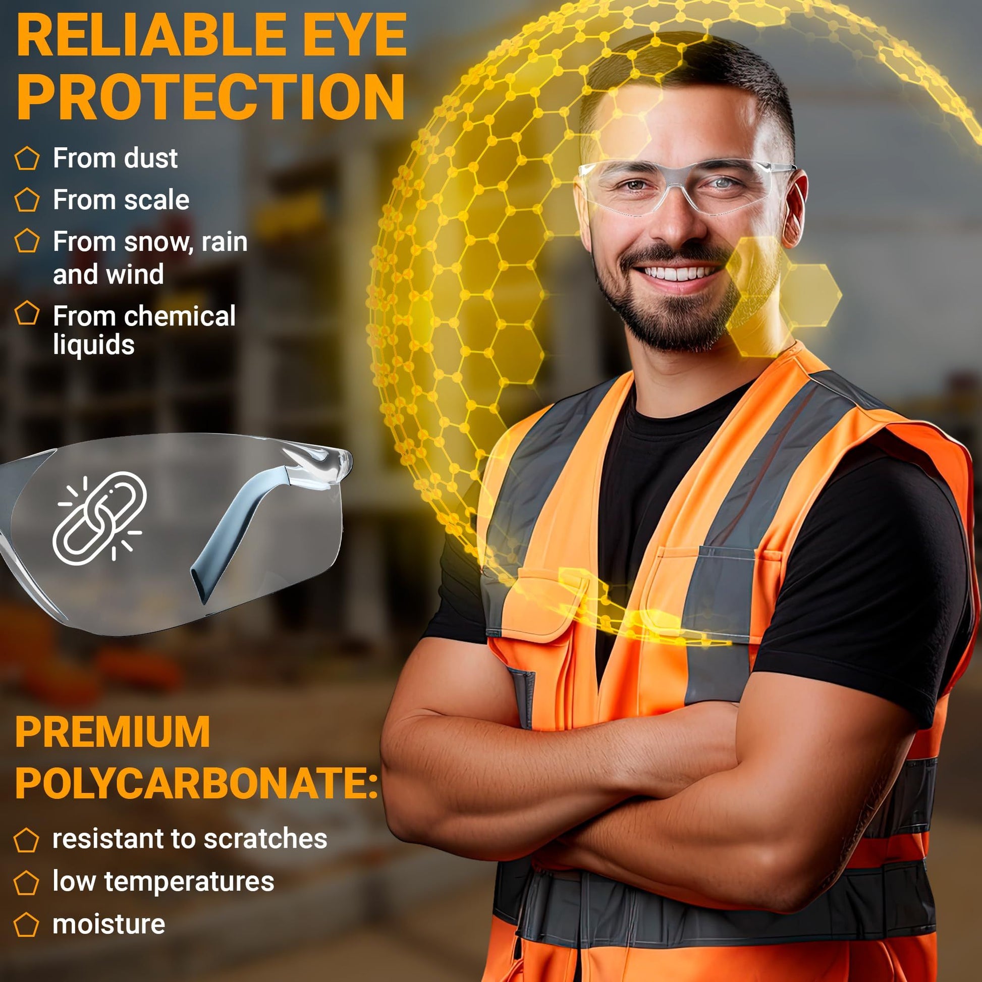 12-Pack Clear Safety Glasses – Anti-Scratch, Wrap-Around Protection