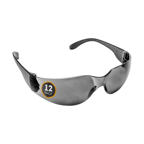 12-Pack Smoked Lens Safety Glasses – Wrap-Around, Scratch-Resistant